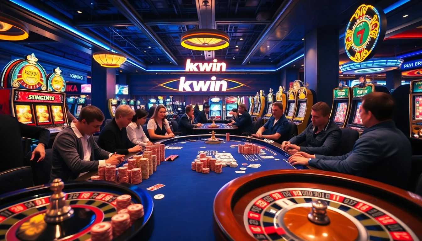 Kkwin players placing bets at a vibrant casino poker table with colorful chips.